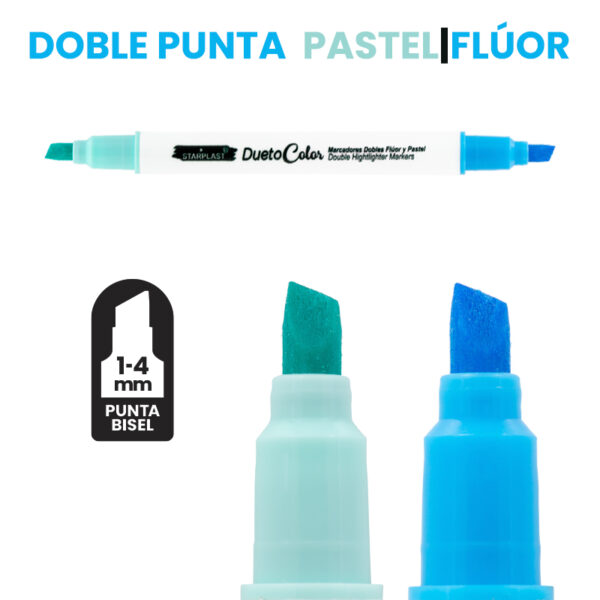 6 marcadores doble punta flúor y pastel - Imagen 3