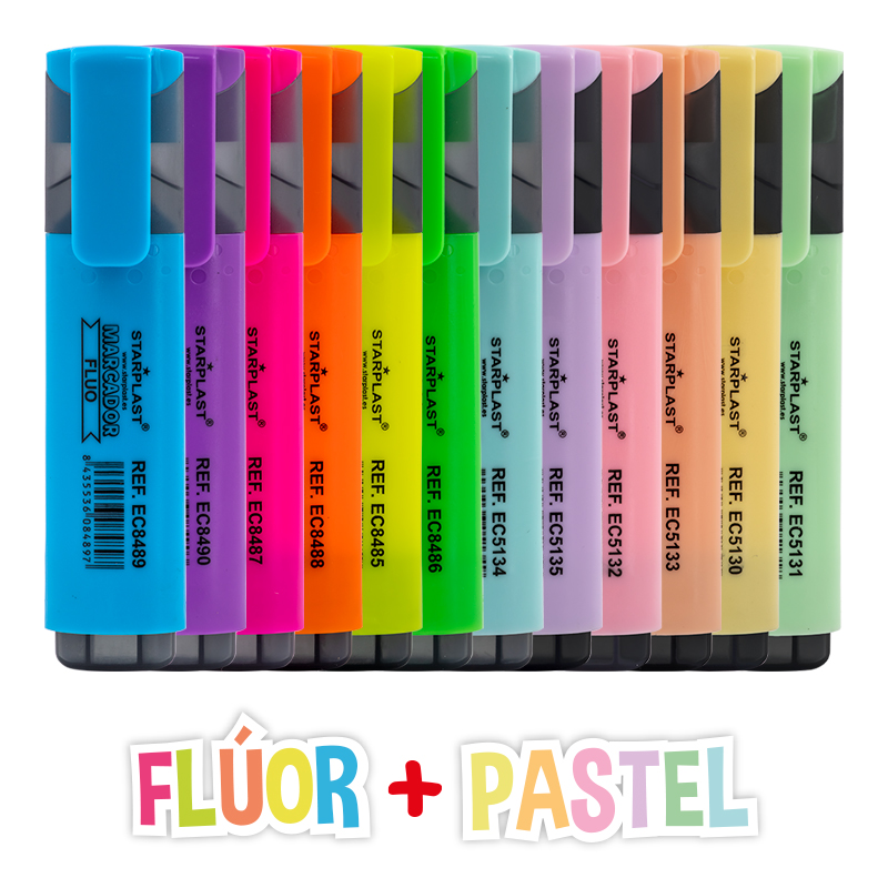 12 marcadores con deskset flúor y pastel - Imagen 2
