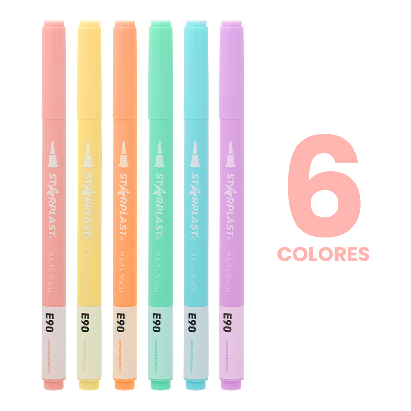 6 marcadores pastel E90 punta pincel - Imagen 2