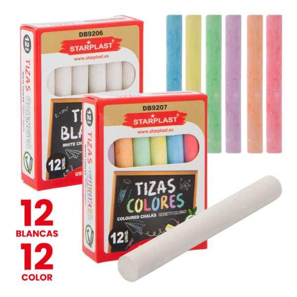 tizas blancas y de colores