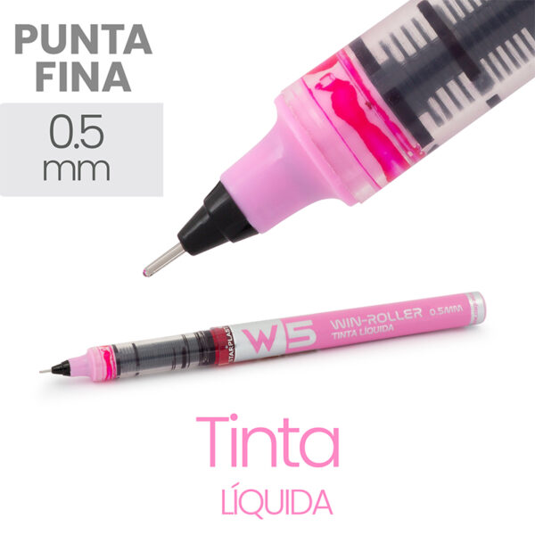 bolígrafo rosa tinta líquida