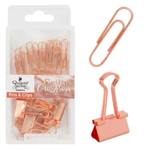 pinzas y clips metálicos color oro rosa metalizado
